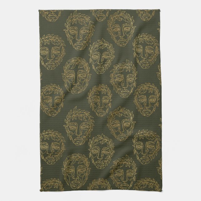 Linge De Cuisine Motif de ligne de visage botanique rustique (2) (Vertical)