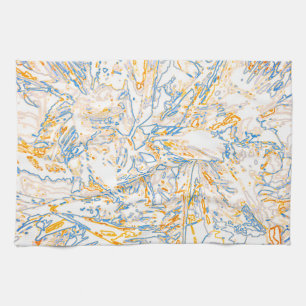 Linge De Cuisine Motif de ligne incurvée bleu jaune orange néon -CO