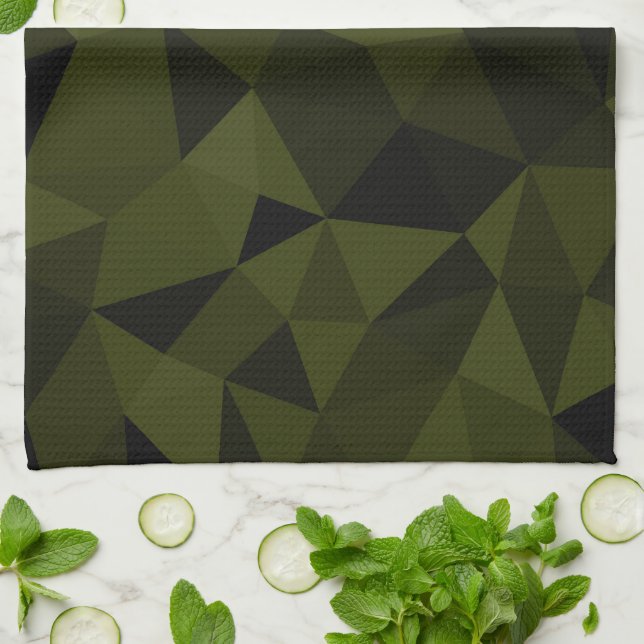 Linge De Cuisine Motif de maillage géométrique noir foncé de l'armé (Plié)
