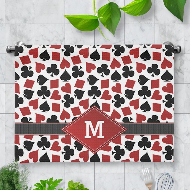 Linge De Cuisine Motif de maillot de casino de poker Monogramme (Créateur téléchargé)