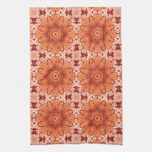 Linge De Cuisine Motif de marguerite géométrique en Mandarin Orange