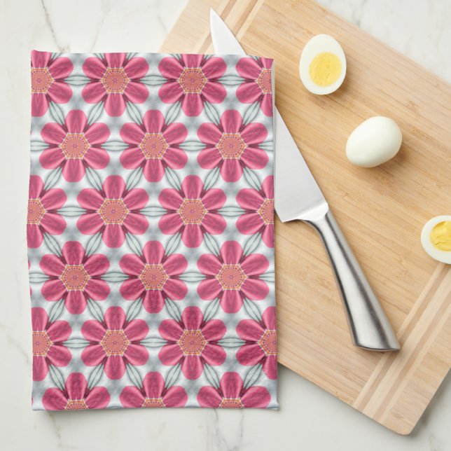 Linge De Cuisine Motif de marguerite rose doux (Quart Plié)
