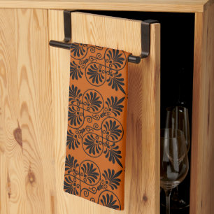 Linge De Cuisine Motif de méandre grec antique en terre cuite