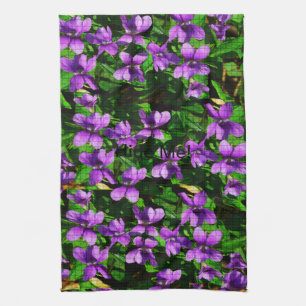 Linge De Cuisine Motif de mosaïque en bois de violet de fleur WI