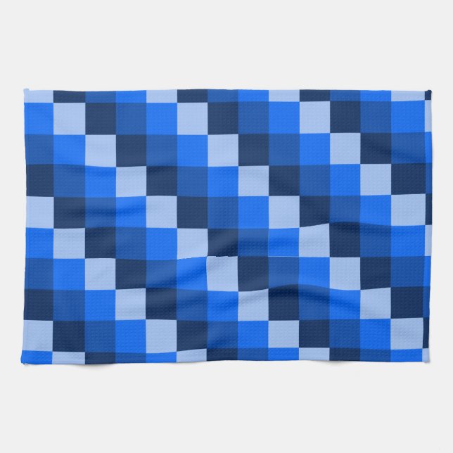 Linge De Cuisine Motif de mosaïque géométrique bleue (Horizontal)
