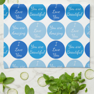 Linge De Cuisine Motif de mots d'affirmation positive bleus