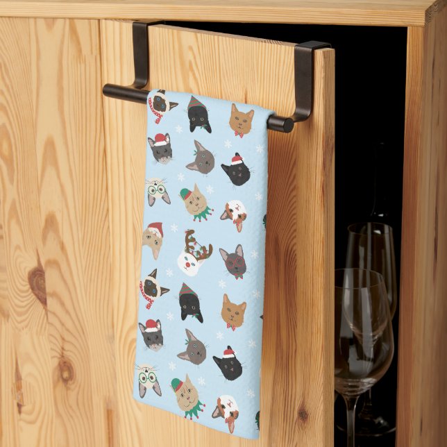 Linge De Cuisine Motif de Noël du chat (Pliage en tiers)
