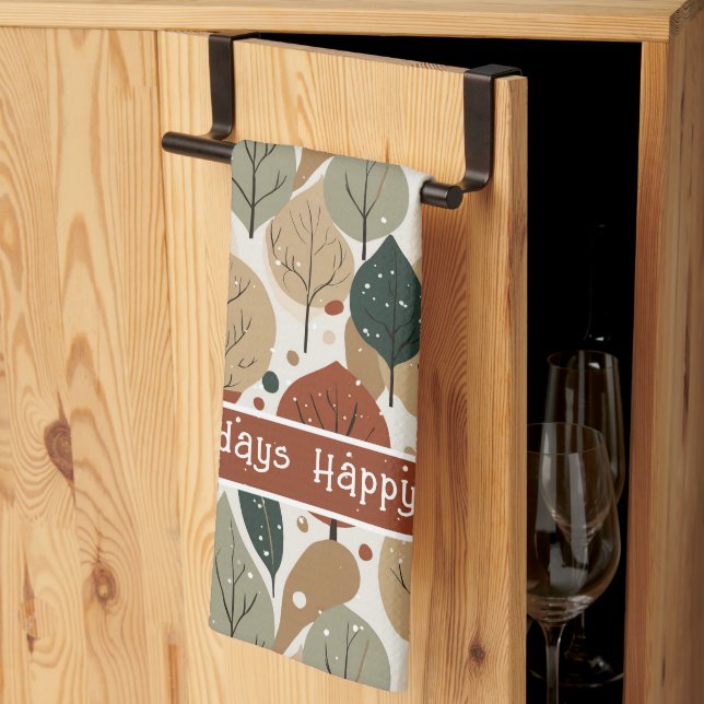 Linge De Cuisine Motif de Noël Earth Tones #5 ID1009 (Pliage en tiers)