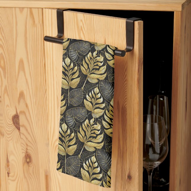 Linge De Cuisine Motif de Noël en or noir #29 ID1009 (Pliage en tiers)