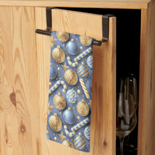 Linge De Cuisine Motif de Noël Gold bleu#12 ID1009