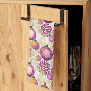 Linge De Cuisine Motif de Noël Magenta Gold n° 6 ID1009