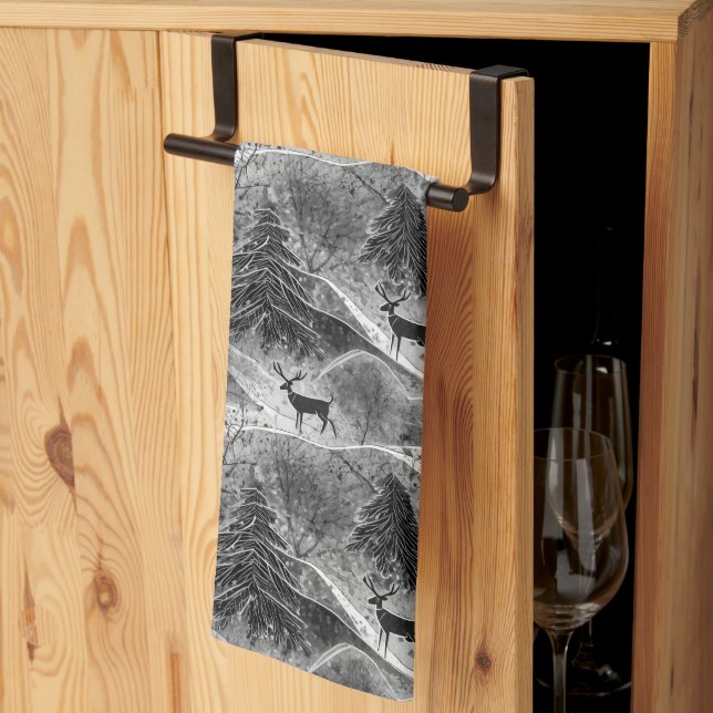 Linge De Cuisine Motif de Noël noir n° 13 ID1009 (Pliage en tiers)