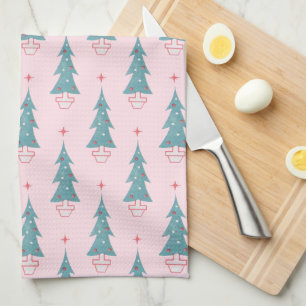 Linge De Cuisine Motif de Noël Pink Vintage