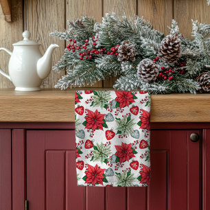 Linge De Cuisine Motif de Noël Poinsettia