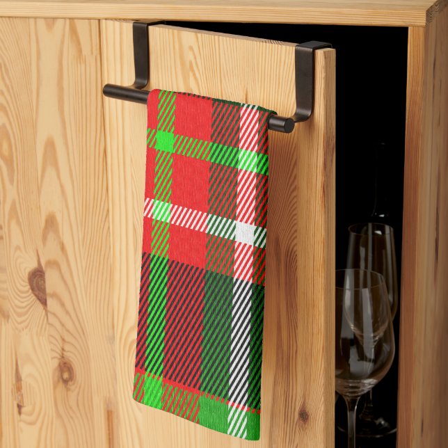 Linge De Cuisine Motif de Noël Tartan (Pliage en tiers)