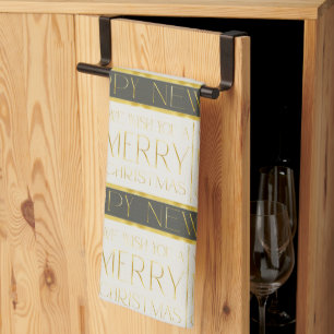 Linge De Cuisine Motif de Noël Vert Or #35 ID1009