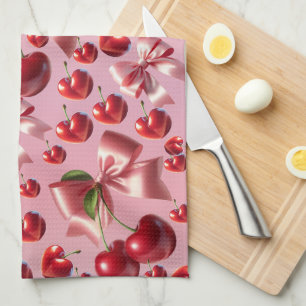 Linge De Cuisine Motif de nœud Cerise Coquette Cœur Personnalisé