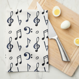Linge De Cuisine Motif de notes musicales mignonnes