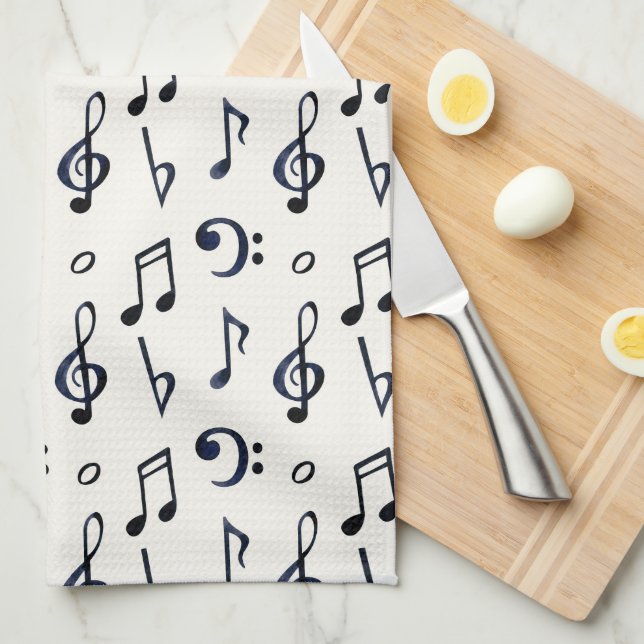 Linge De Cuisine Motif de notes musicales mignonnes (Quart Plié)