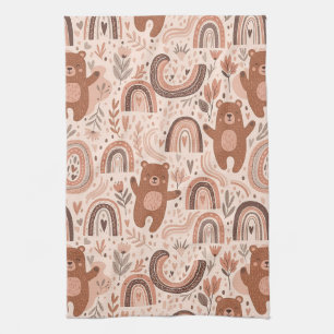 Linge De Cuisine Motif de nurserie arc-en-ciel avec ours en peluche