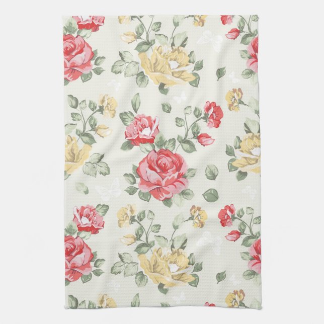 Linge De Cuisine Motif de papier peint d'élégance des roses roses (Vertical)