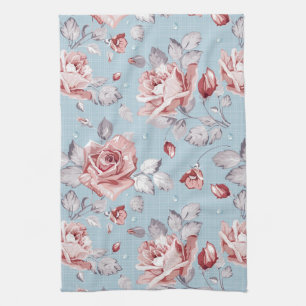 Linge De Cuisine Motif de papier peint d'élégance des roses roses 2