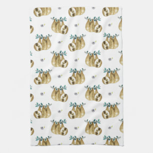 Linge De Cuisine Motif de paresse d'aquarelle de tarte de Cutie