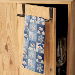 Linge De Cuisine Motif de patchwork Bonhommes de neige et Flocons d
