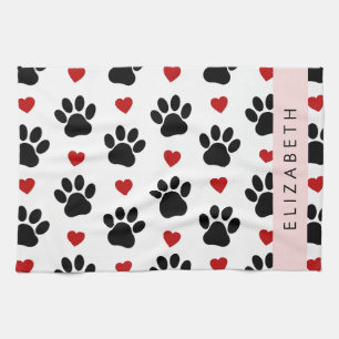 Linge De Cuisine Motif De Pâtes, Pâtes Noires, Coeurs Rouges, Votre