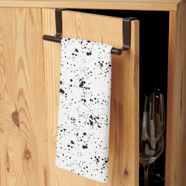 Linge De Cuisine Motif de peinture noire (Pliage en tiers)