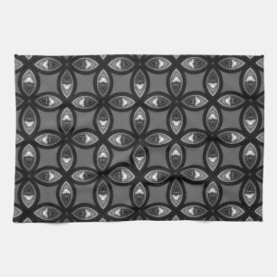 Linge De Cuisine Motif de pétale gris et noir