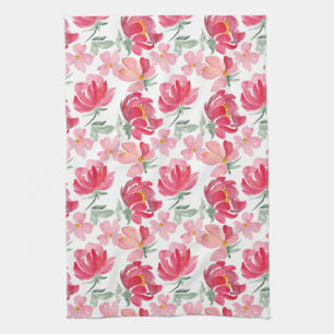 Linge De Cuisine Motif de pivoine d'aquarelle