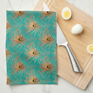 Linge De Cuisine Motif de plumes de paon scintillantes