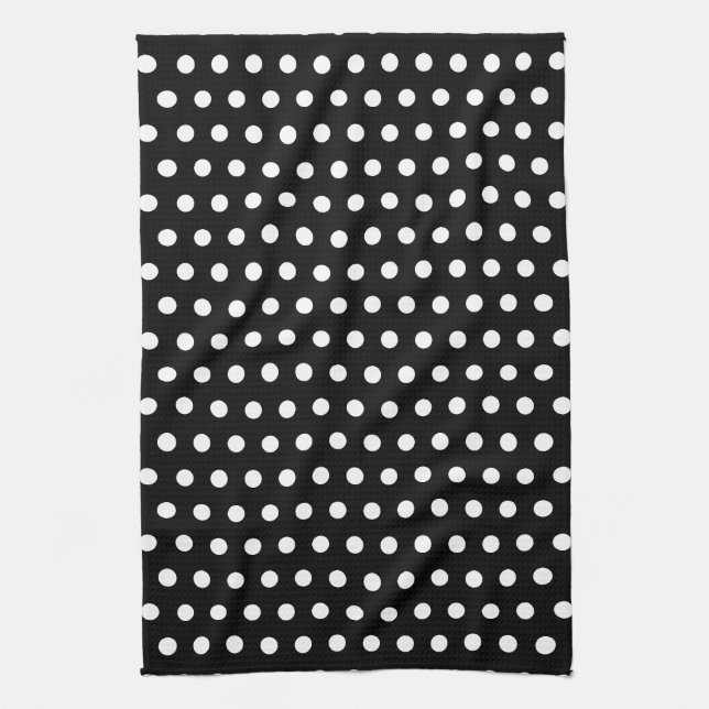 Linge De Cuisine Motif de point noir et blanc de polka. Tacheté (Vertical)