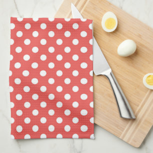Linge De Cuisine Motif de point rouge et blanc rétro