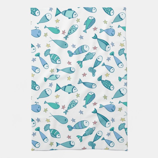 Linge De Cuisine Motif De Poisson Et D'Amidon (Vertical)