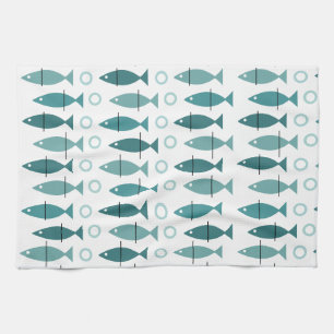 Linge De Cuisine Motif de poisson turquoise moderne du milieu du si