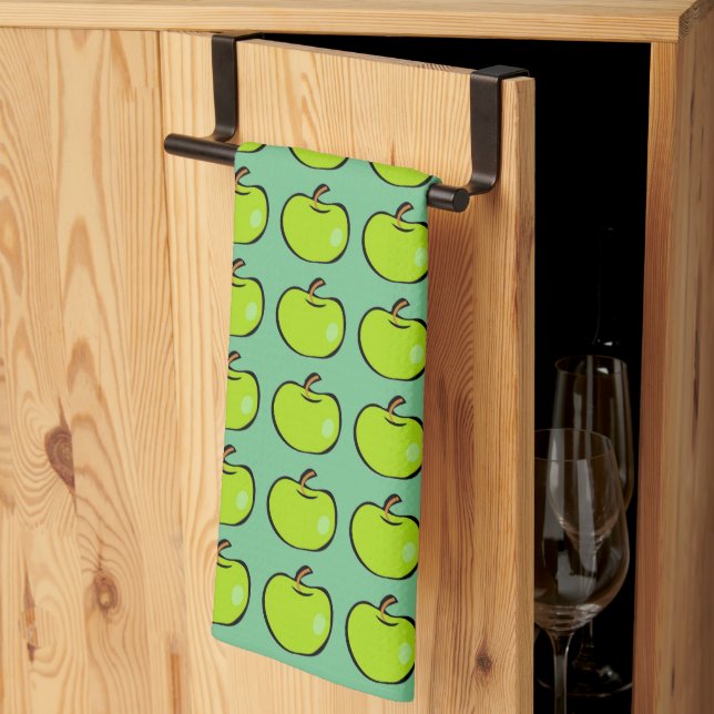 Linge De Cuisine Motif de pomme vert de dessin (Pliage en tiers)