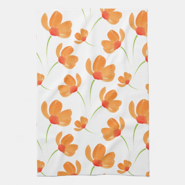 Linge De Cuisine Motif de Poppies d'aquarelle orange (Vertical)