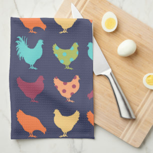 Linge De Cuisine Motif de poulet multicolore Funky