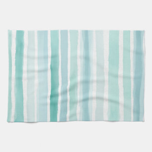 Linge De Cuisine Motif de rayure verticale aqua aquarelle Côte