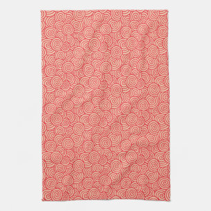 Linge De Cuisine Motif de remous de Japonais - orange de corail