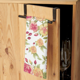 Linge De Cuisine Motif de roses rouges et jaunes et boutons de rose