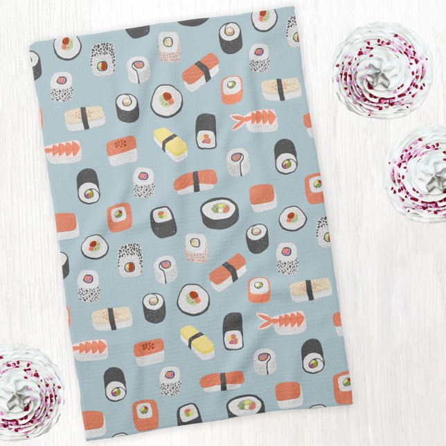 Linge De Cuisine Motif de rouleaux Sushi Nigiri Maki (Japanese Sushi pattern kitchen tea towel)