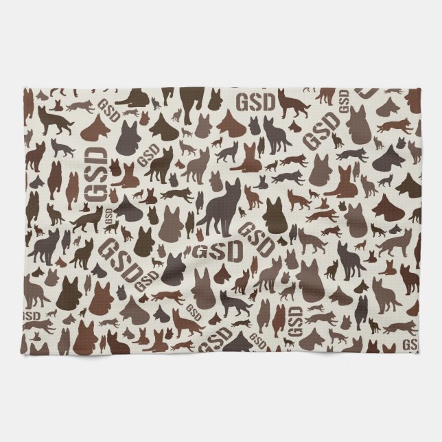 Linge De Cuisine Motif de silhouette de chien de berger allemand (Horizontal)