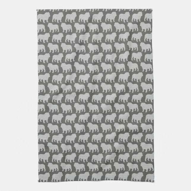 Linge De Cuisine Motif de silhouettes de bouledogue (Vertical)