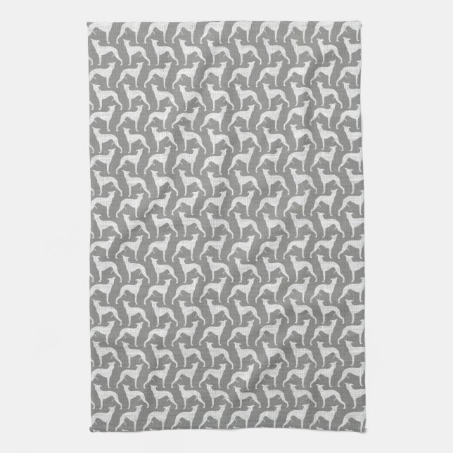 Linge De Cuisine Motif de silhouettes de whippet (Vertical)