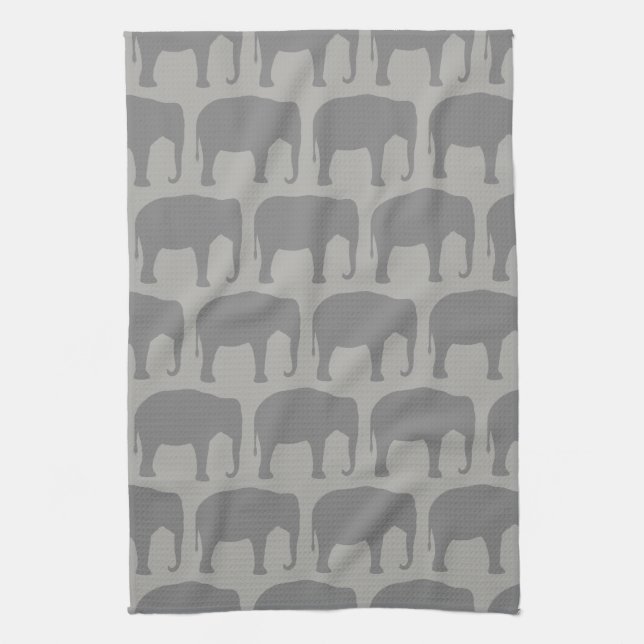 Linge De Cuisine Motif de silhouettes d'éléphant asiatique (Vertical)