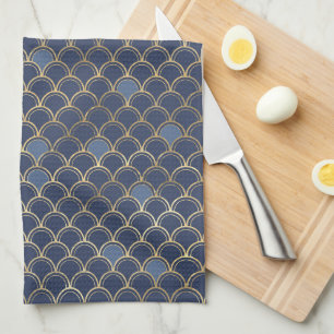 Linge De Cuisine Motif de sirène bleu or