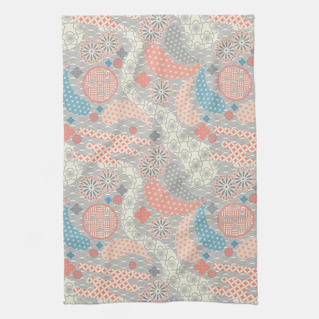 Linge De Cuisine motif de style japonais. Illustration. (Vertical)